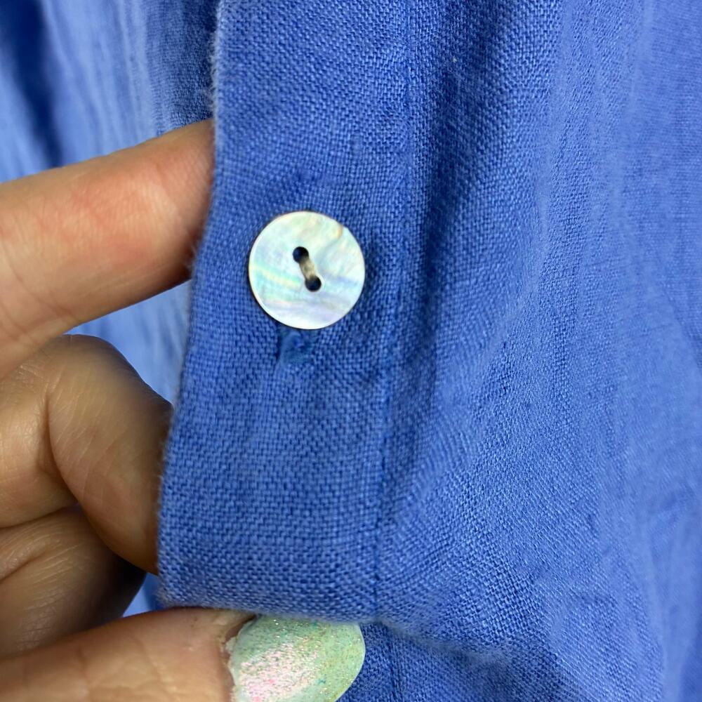 Vtg Chicos 100% Linen Sleeveless Button Up Blouse Women’s 2/Large Blue Lagenlook - Picture 5 of 8